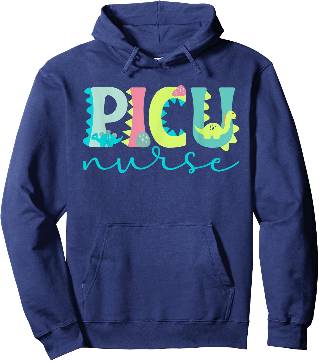 PICU Nursing For Pediatric ICU Nurse Women's Black Modern Letter Print Hoodie - Hoodie | Navy