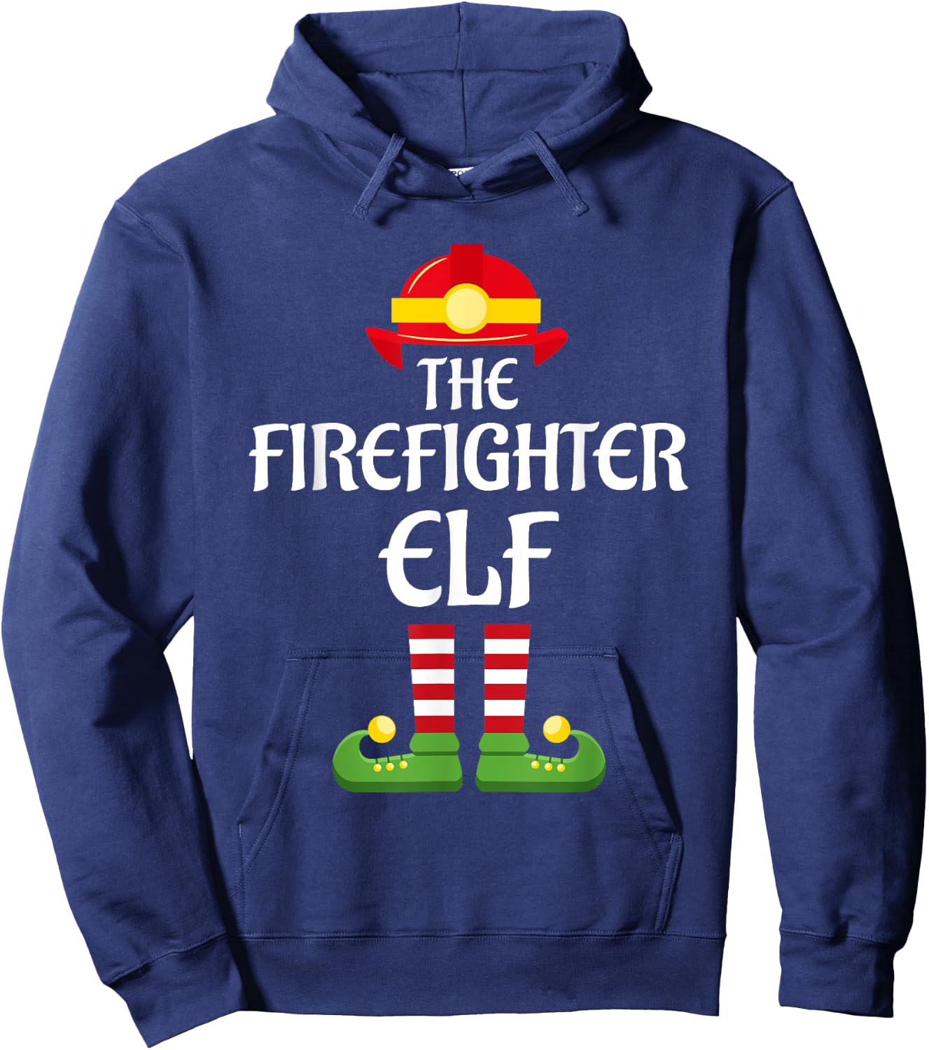 Firefighter Elf Family Matching Group Christmas Fireman Hoodie - Hoodie | Navy