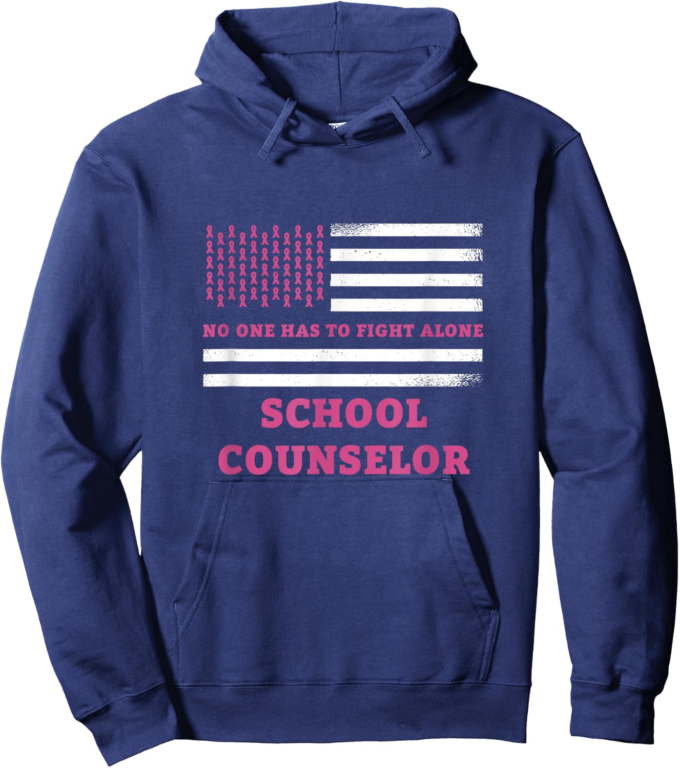 Breast Cancer Awareness School Counselor Pink Ribbon Hoodie - Hoodie | Navy