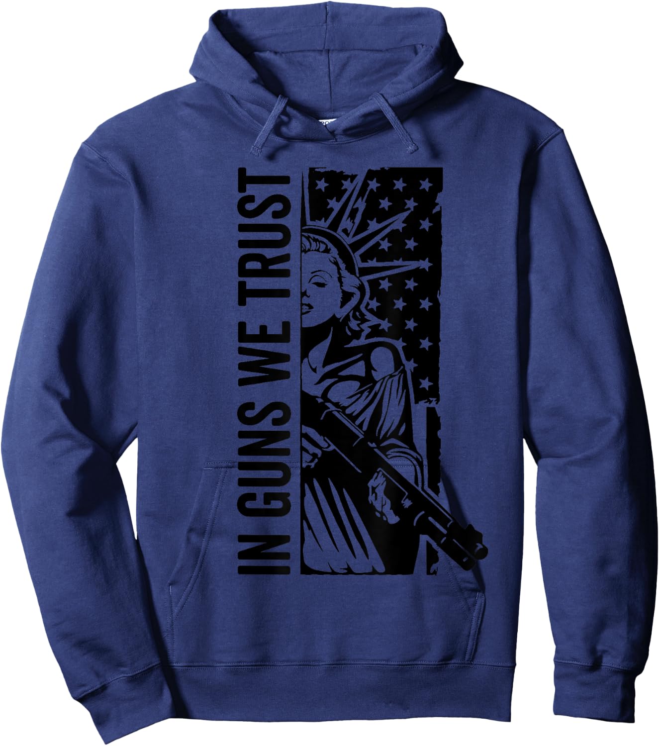 In Guns We Trust - Liberty Lady USA Flag Shotgun Pro Guns Hoodie - Hoodie | Navy