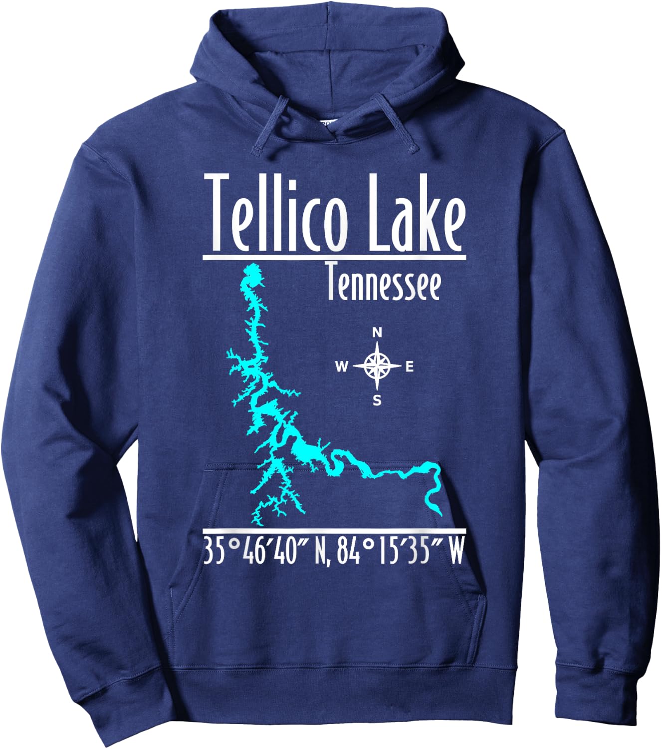 Modern Tellico Lake, Tennessee Hoodie - Hoodie | Navy