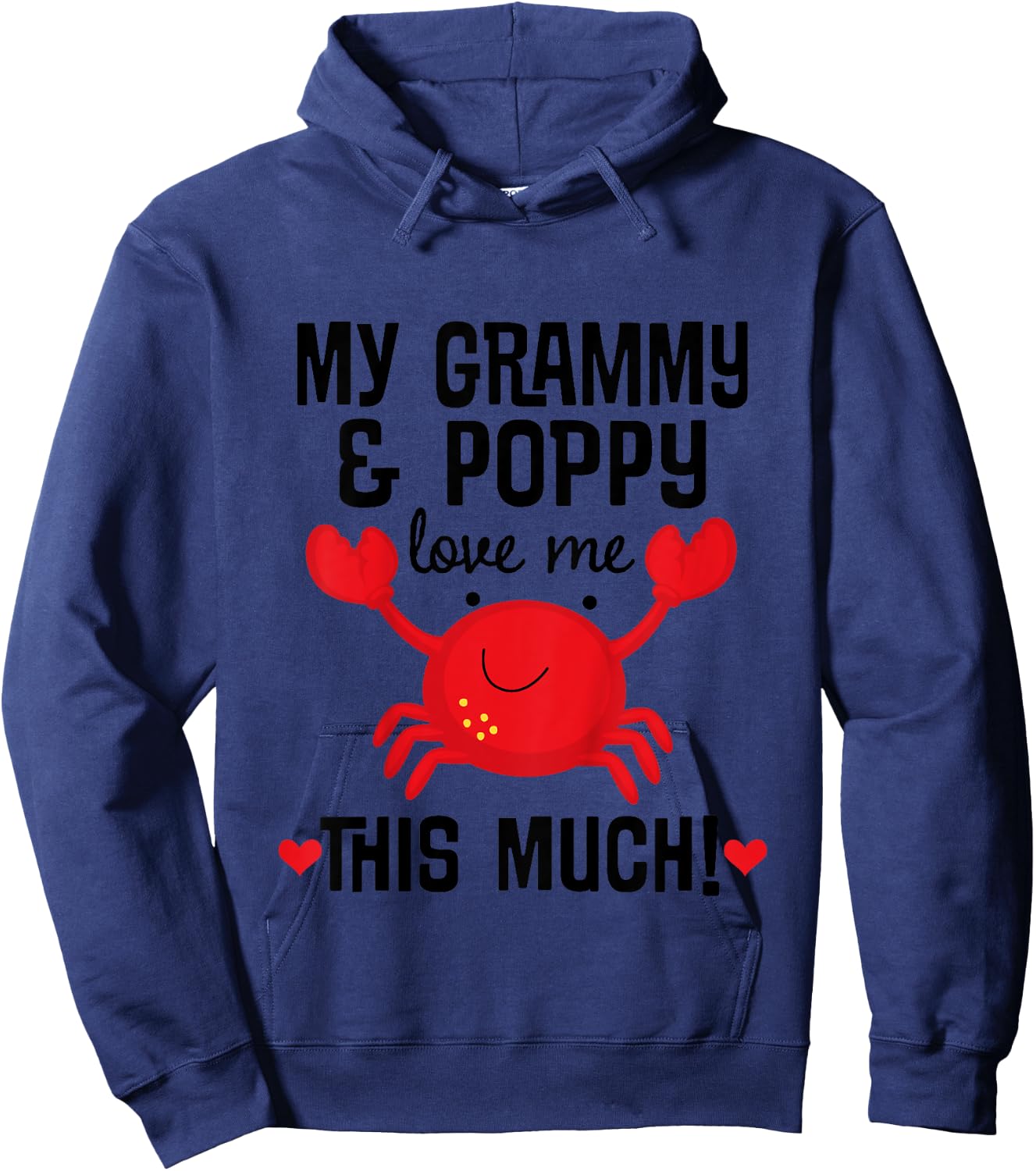 Kids Grammy and Poppy Love Me Grandchild Crab Hoodie - Hoodie | Navy