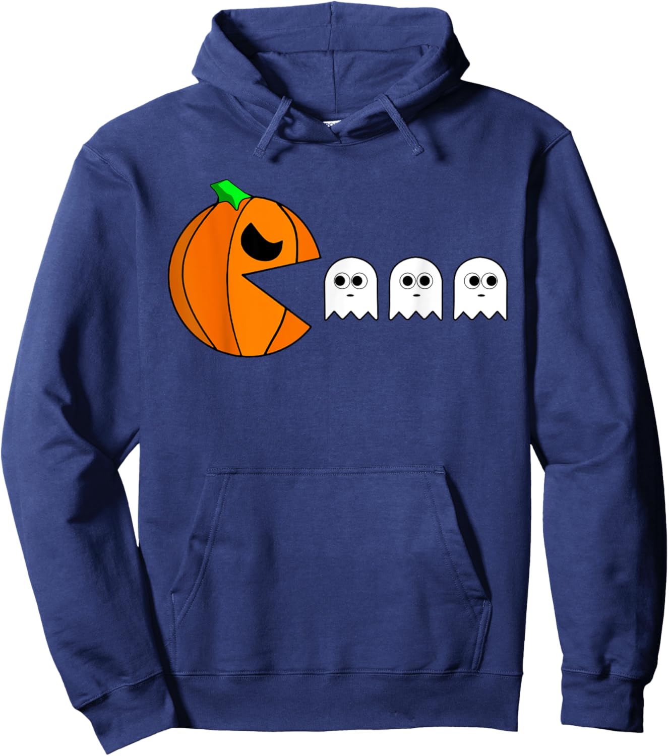 Funny Halloween Pumpkin Eating Ghost Gamer For Boy Girl Kids Hoodie - Hoodie | Navy