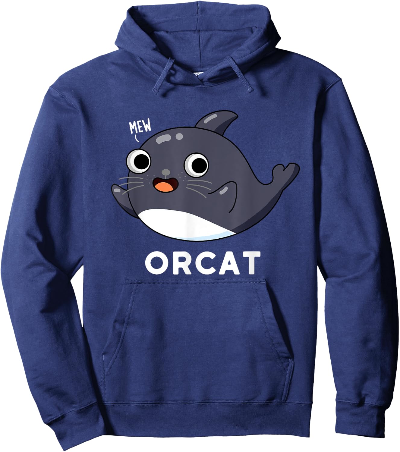 Orcat Funny Cat Whale Pun Hoodie - Hoodie | Navy
