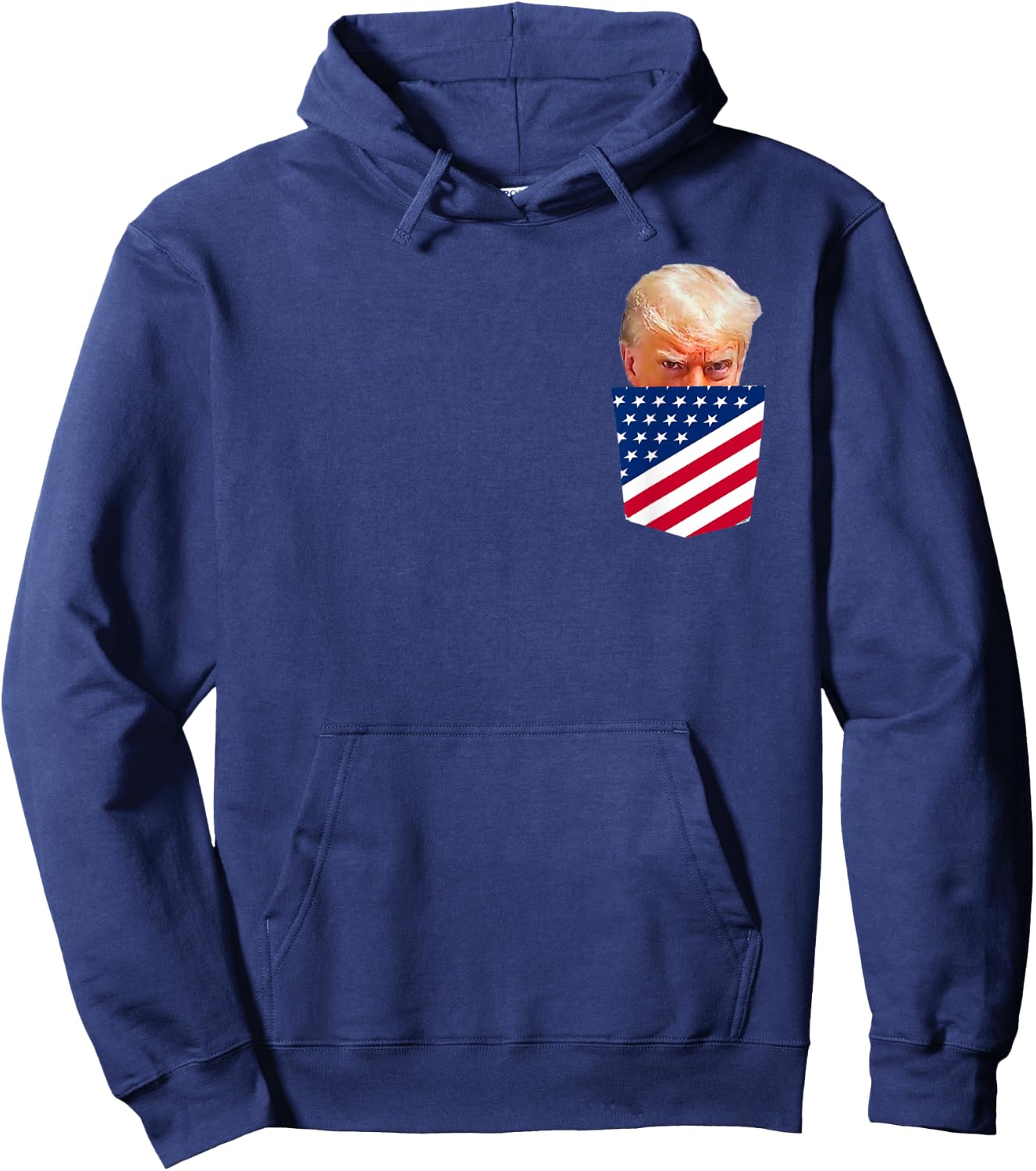 Trump in American Flag Pocket Hoodie - Hoodie | Navy