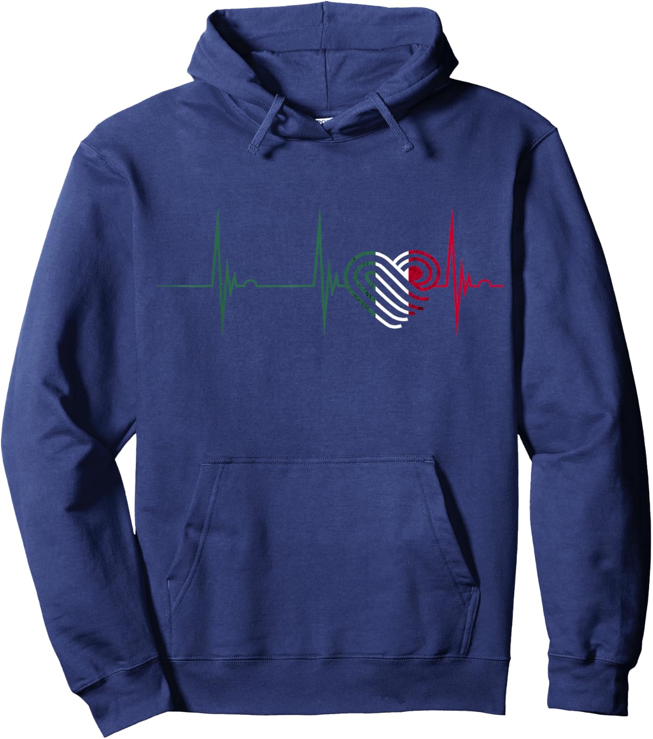 Mexican Flag Heart Mexico Heartbeat EKG Pulse Mexican Roots Hoodie - Hoodie | Navy