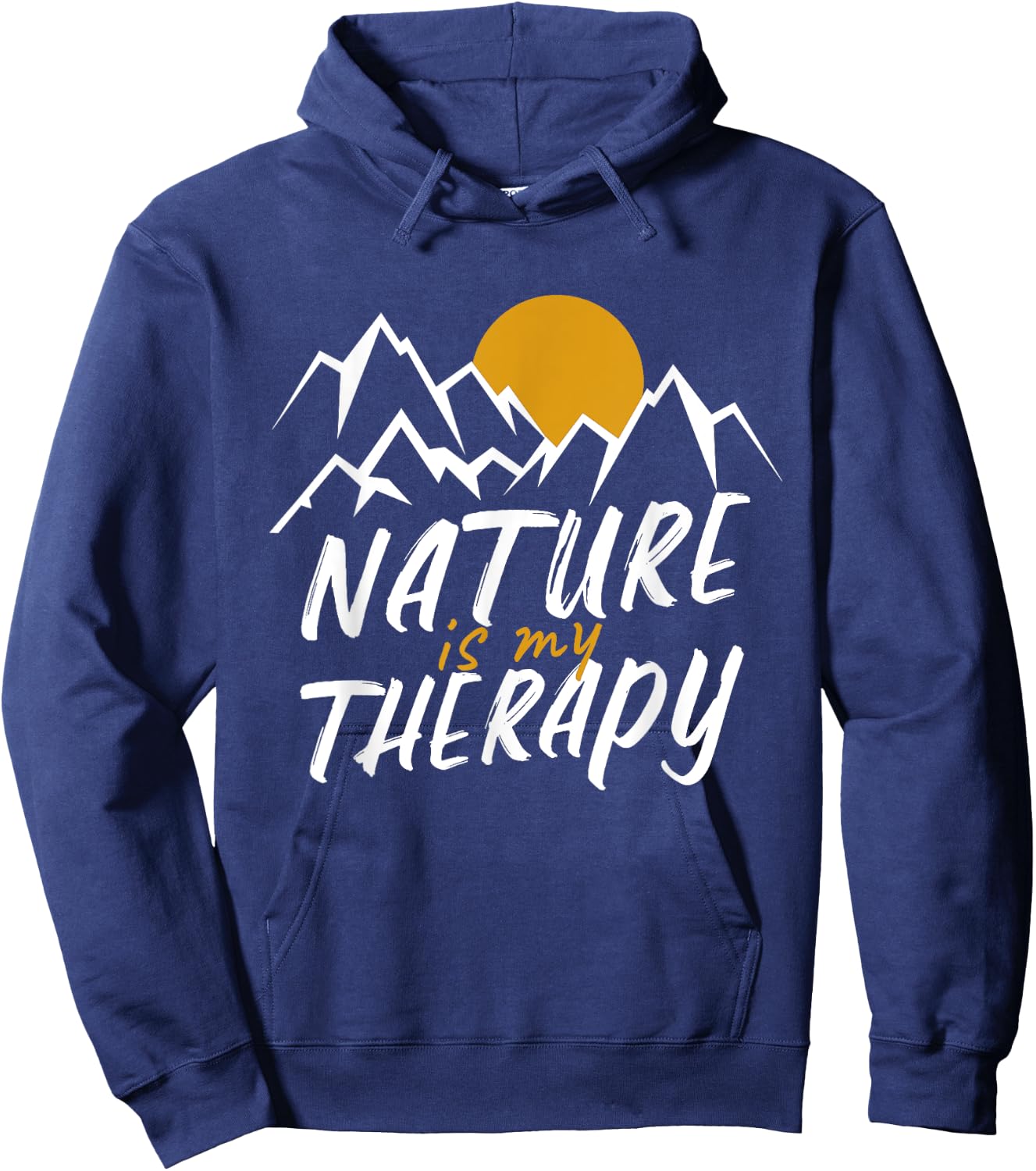 Nature Is My Therapy Hiking Camping -Adults Black Cotton 60% Polyester 40% Short Sleeve Classic Fit Small Hoodie - Hoodie | Navy