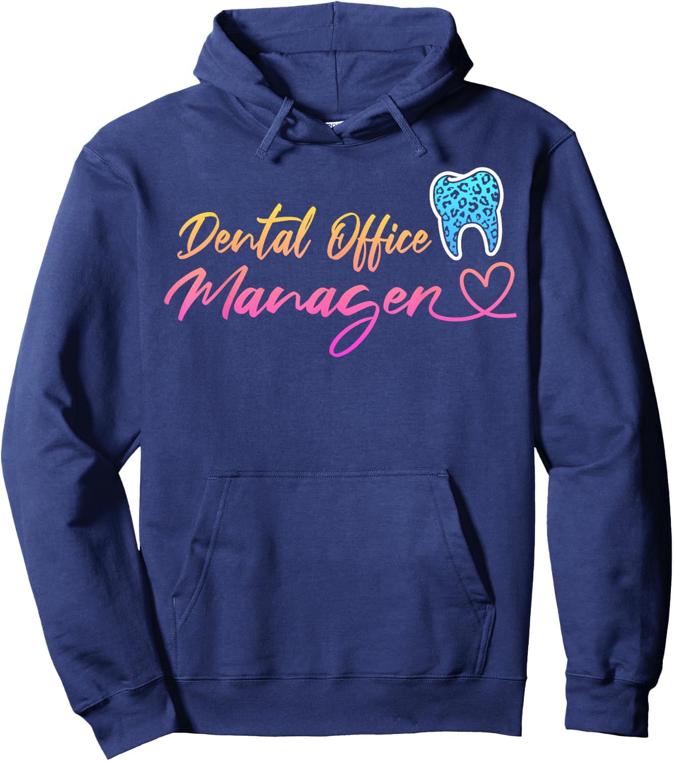Dental Office Manager Appreciation Leopard Heart Hoodie - Hoodie | Navy