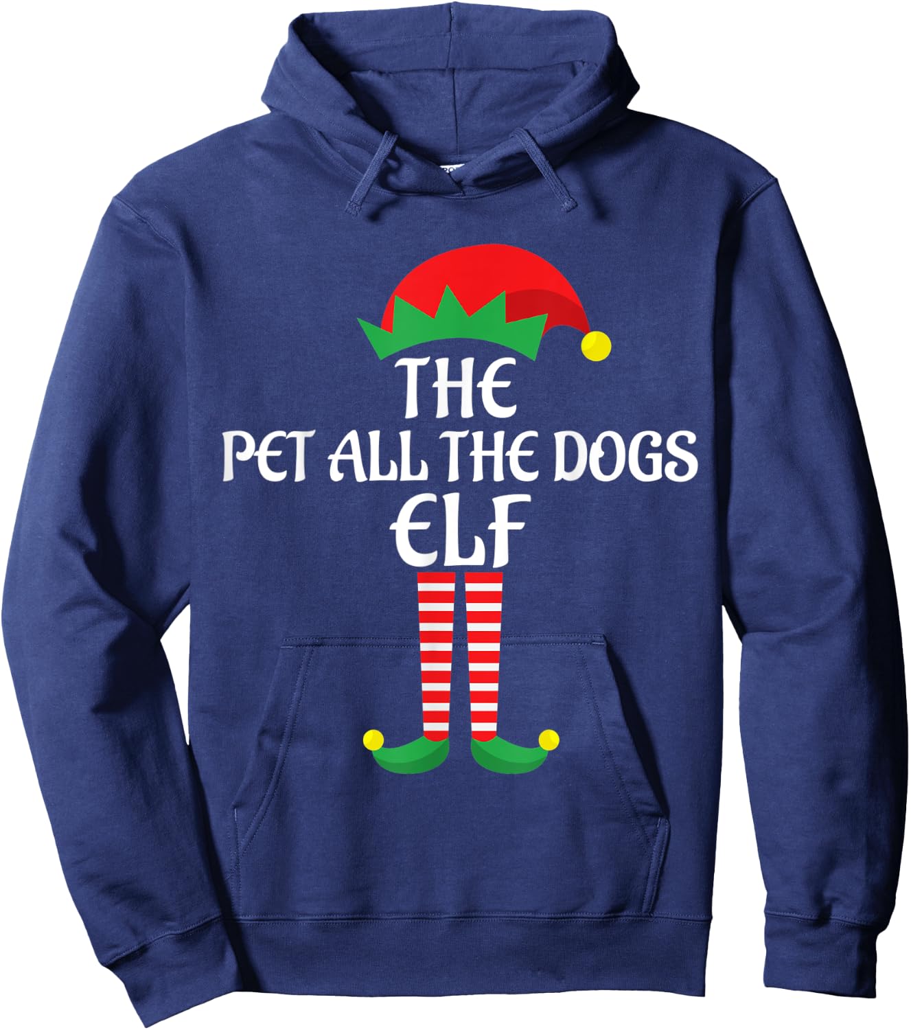 Pet All the Dogs Elf Christmas Theme Family Group Matching Hoodie - Hoodie | Navy