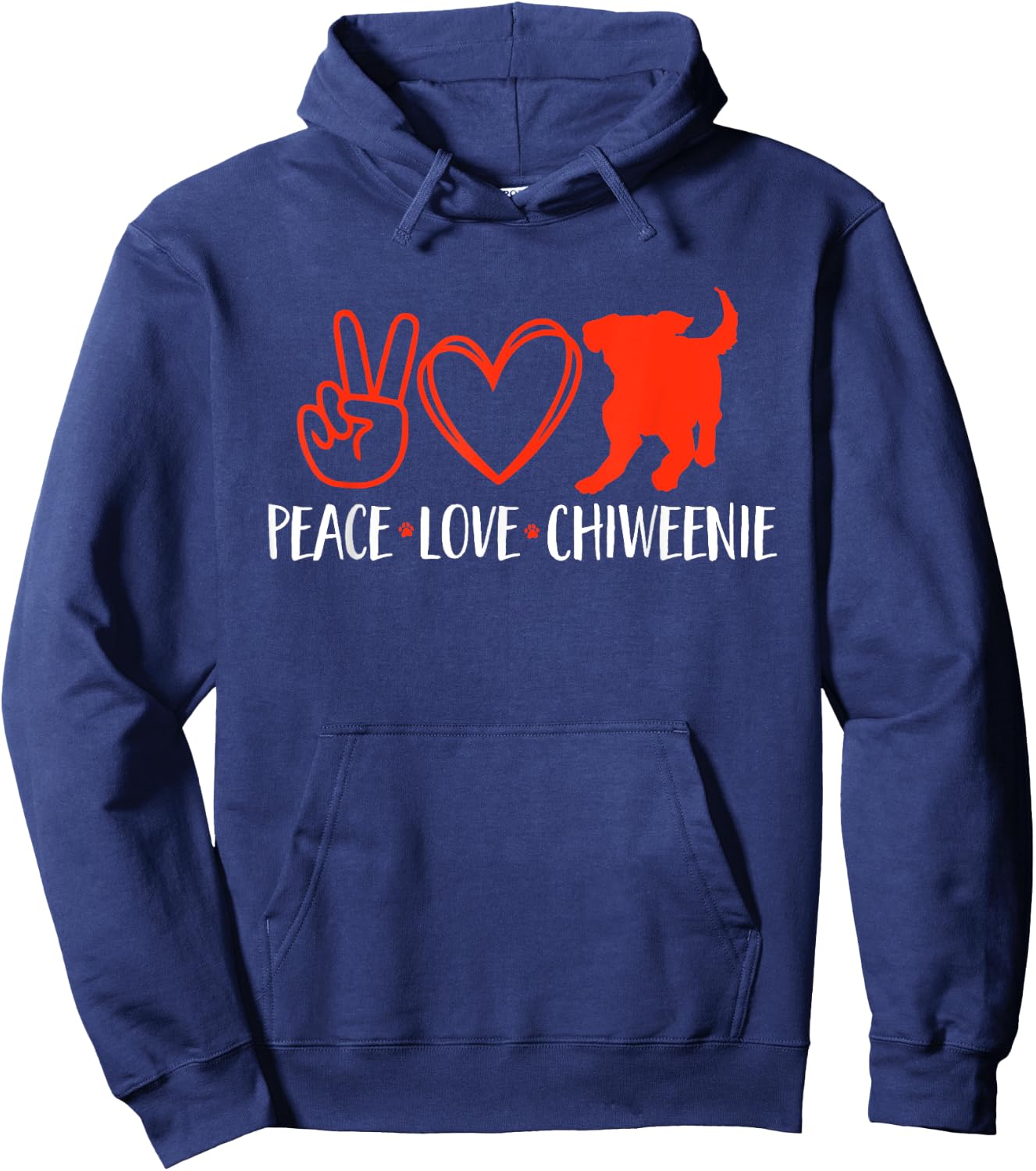 Peace Love Chiweenie Dog Owner Hoodie - Hoodie | Navy