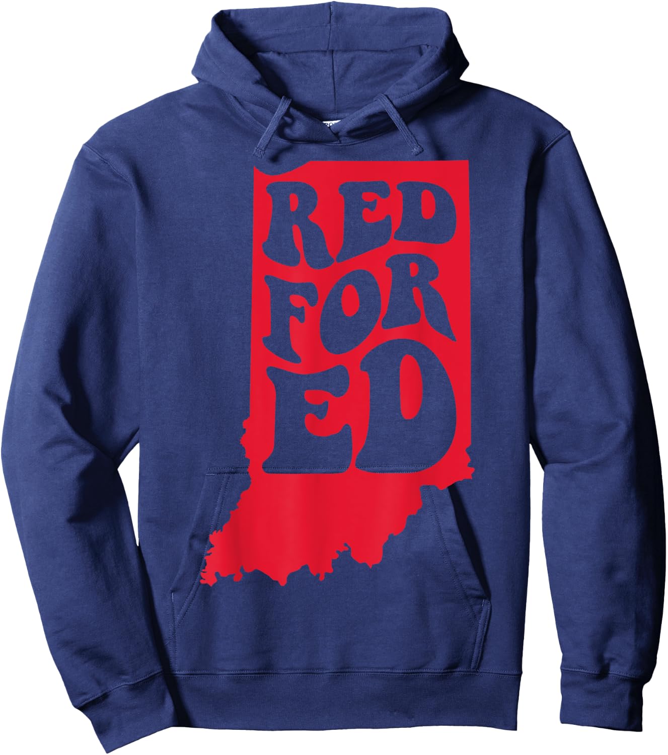 Groovy Red For Ed Indiana State Teacher Red For Ed Teacher Hoodie - Hoodie | Navy