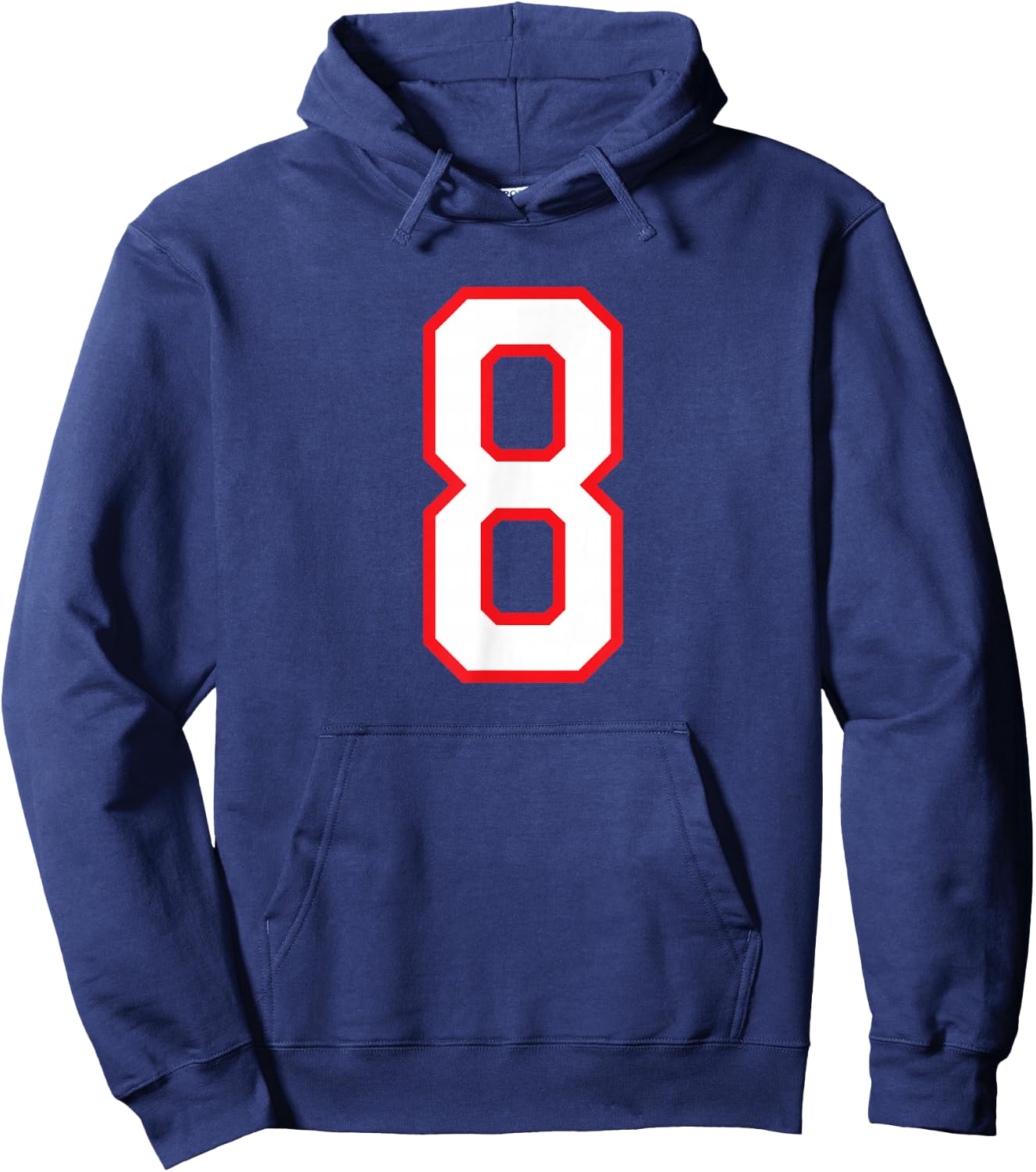 Number #8 Sport White Red Uni Number Hoodie - Hoodie | Navy