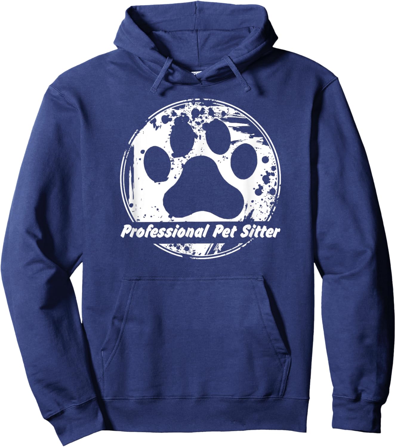 Professional Pet Sitter Grunge Paw Hoodie - Hoodie | Navy
