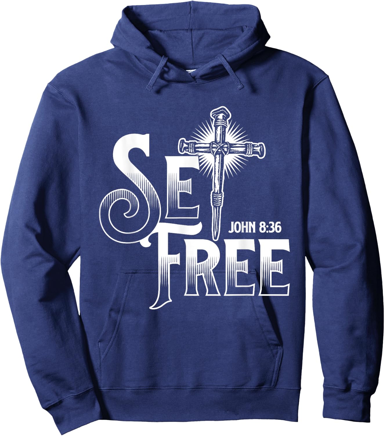 Set Free John - Bible Christian Faith Religion Jesus Christ Hoodie - Hoodie | Navy
