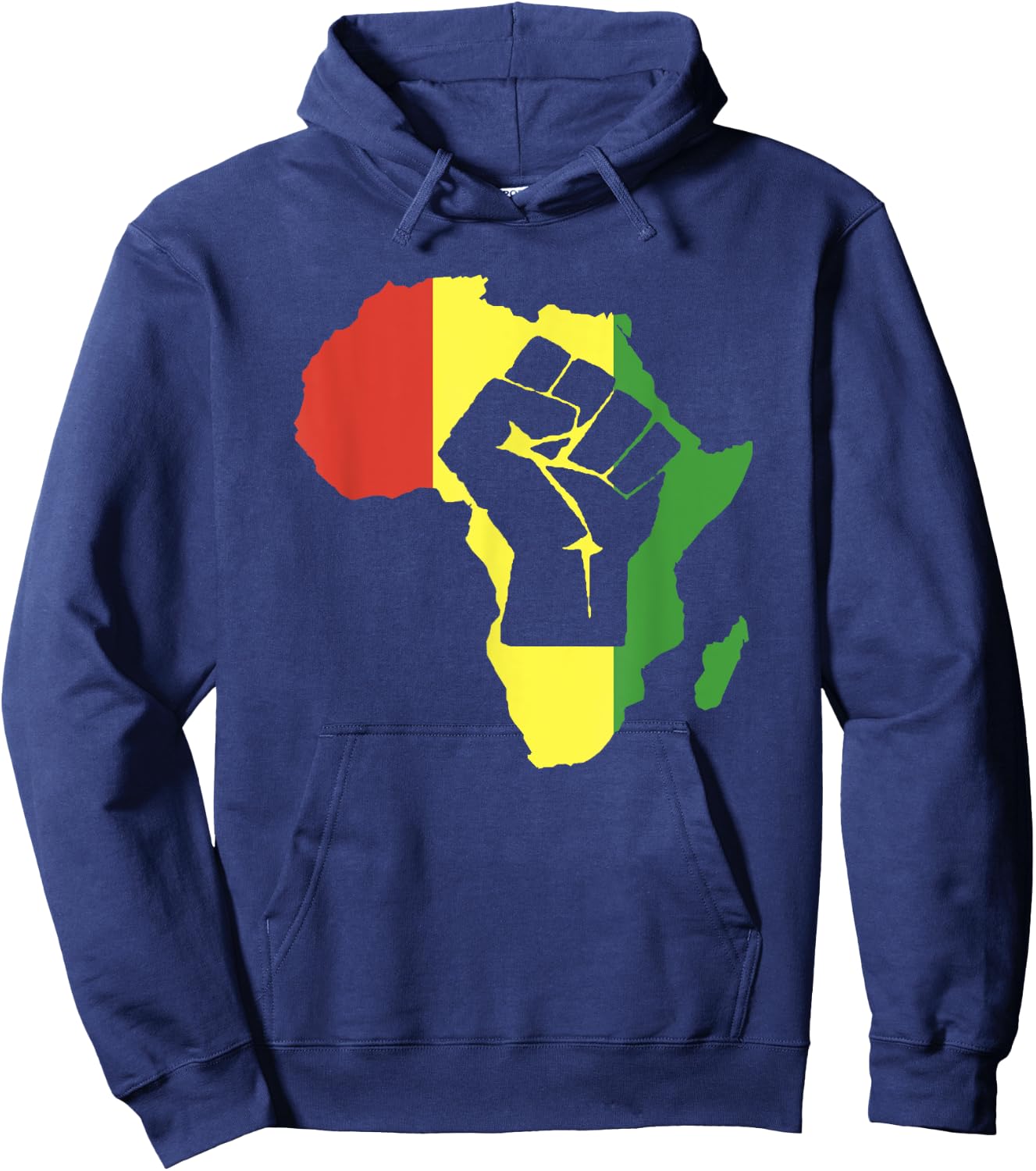 Africa Black Fist Africa Map Hoodie - Hoodie | Navy