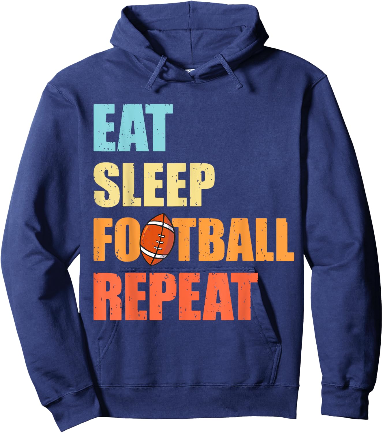 Eat Sleep Football Repeat Funny Retro Football Player Coach Hoodie - Hoodie | Navy
