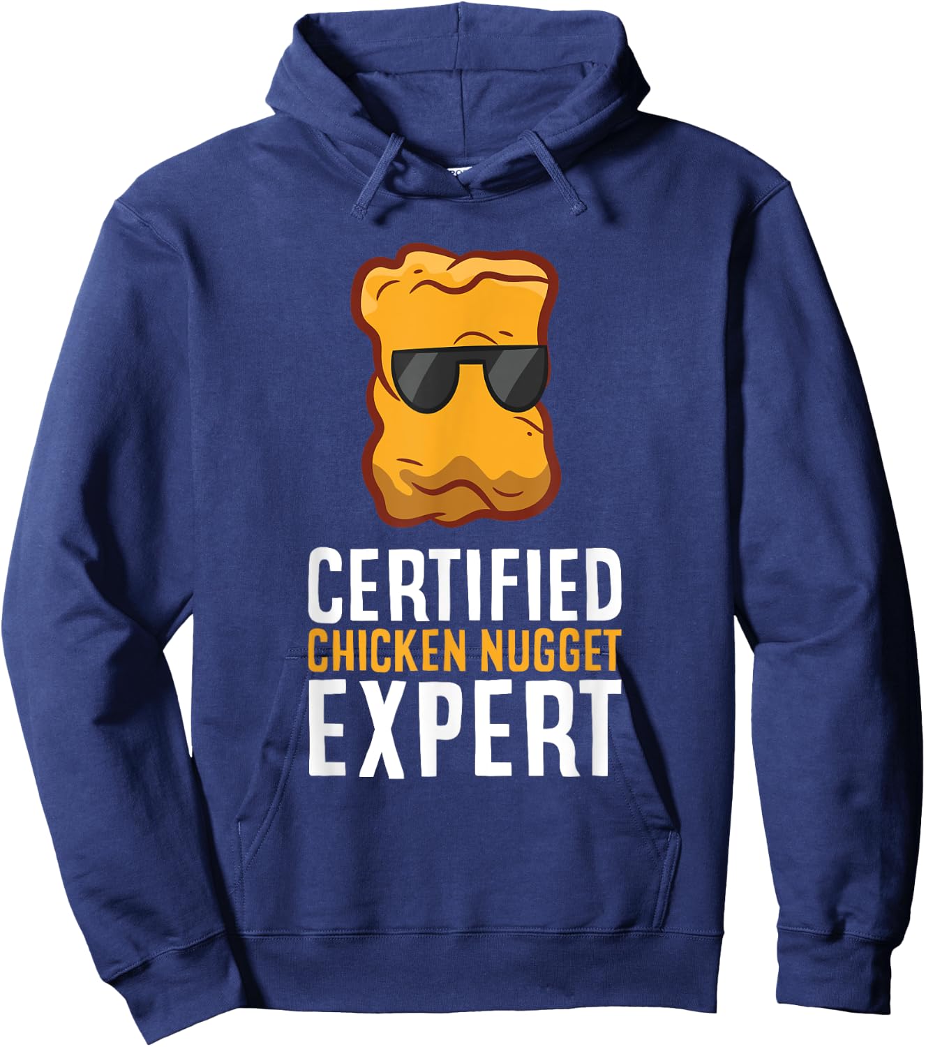 Funny Chicken Nuggets Lover Gifts Certified Chicken Nugget Expert -Adults Black Small Classic Fit Short Sleeve Hoodie - Hoodie | Navy