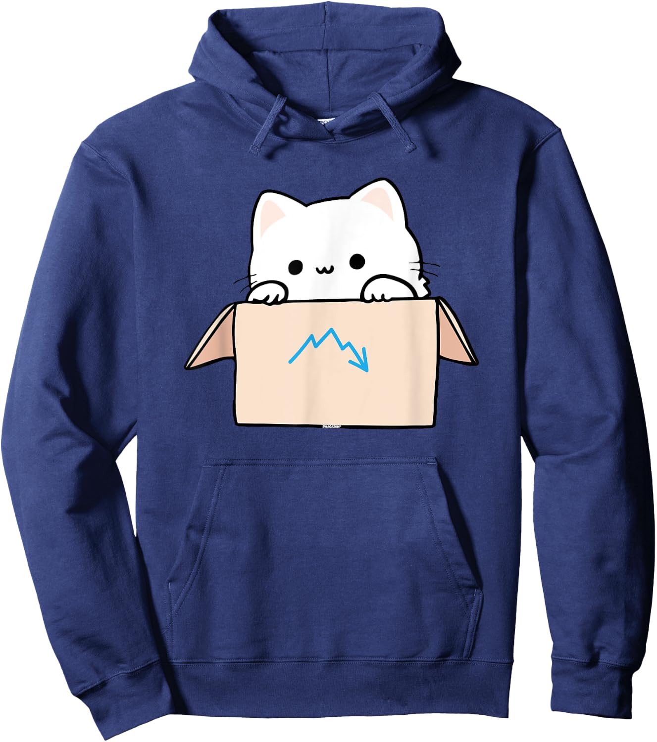 Coworker Pet Swagazon Associate Cute Cat in Cardboard Box Men Women Hoodie - Hoodie | Navy