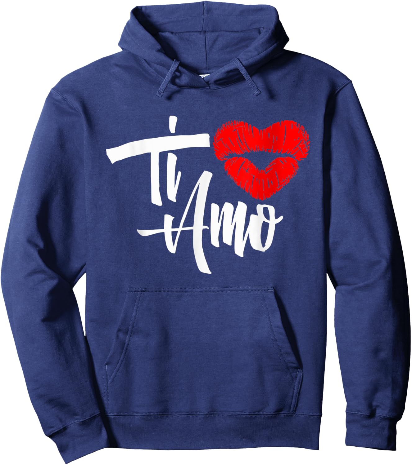 Cute Italian Heart Shaped Kiss Ti Amo I Love You Hoodie - Hoodie | Navy