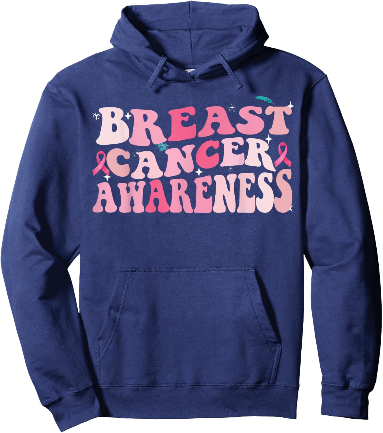 Groovy Breast Cancer Awareness 2023 Breast Cancer Outfit Hoodie - Hoodie | Navy