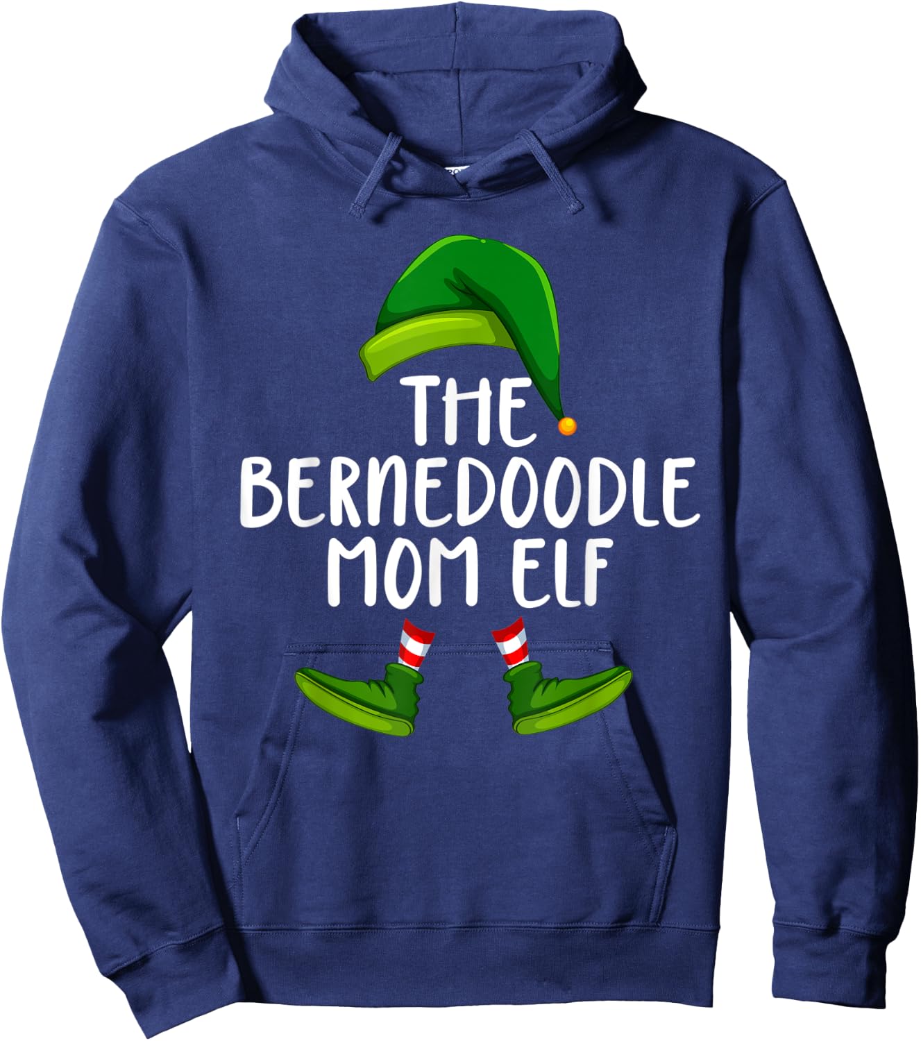 Bernedoodle Mom Dog Elf Funny Christmas Pajama X mas Women Hoodie - Hoodie | Navy