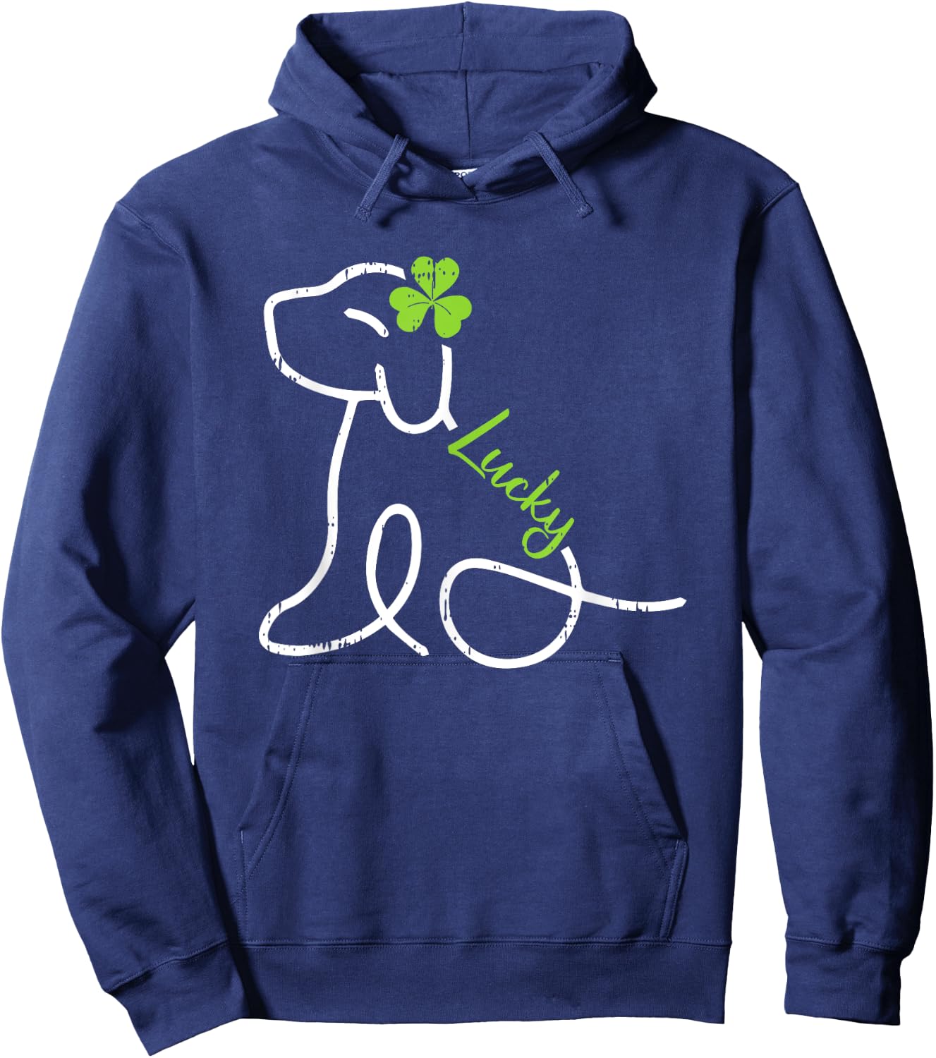 Lucky Dog St Patricks Day Cute Irish Puppy Shamrock Clover Men Women Kids Hoodie - Hoodie | Navy