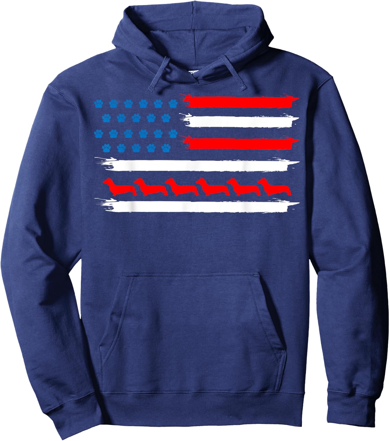 Dachshund -America Flag - Patriotic Weiner Dog Hoodie - Hoodie | Navy