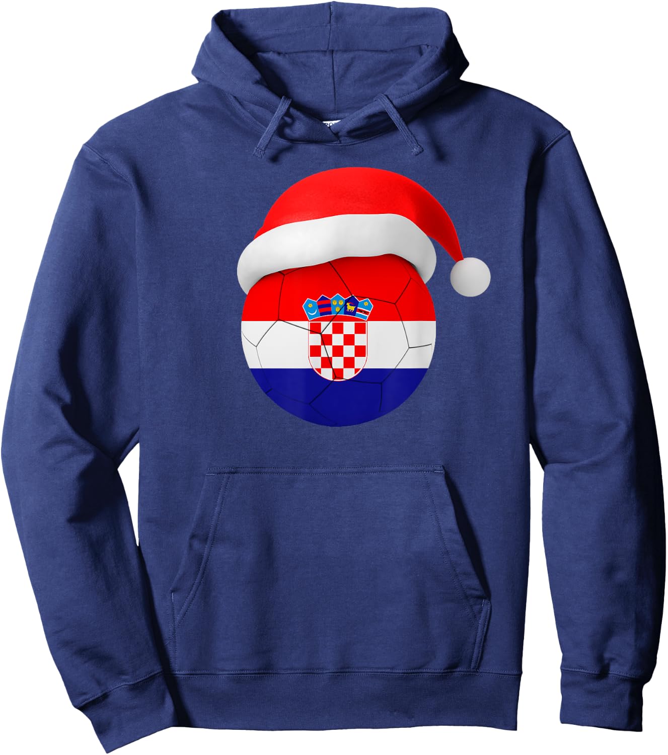 Croatia Soccer Shirt Santa Hat Croatian Flag Soccer Ball Hoodie - Hoodie | Navy