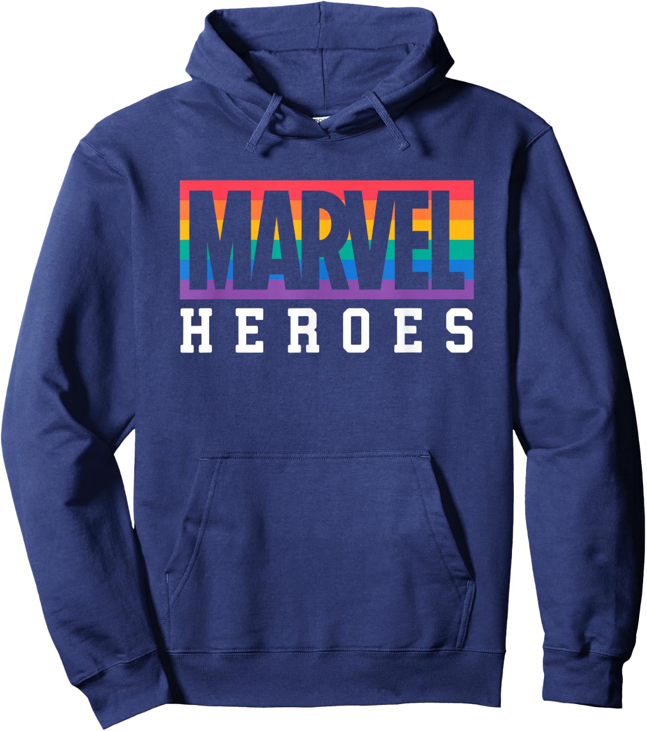 Marvel Pride Flag Rainbow Marvel Heroes Logo Hoodie - Hoodie | Navy