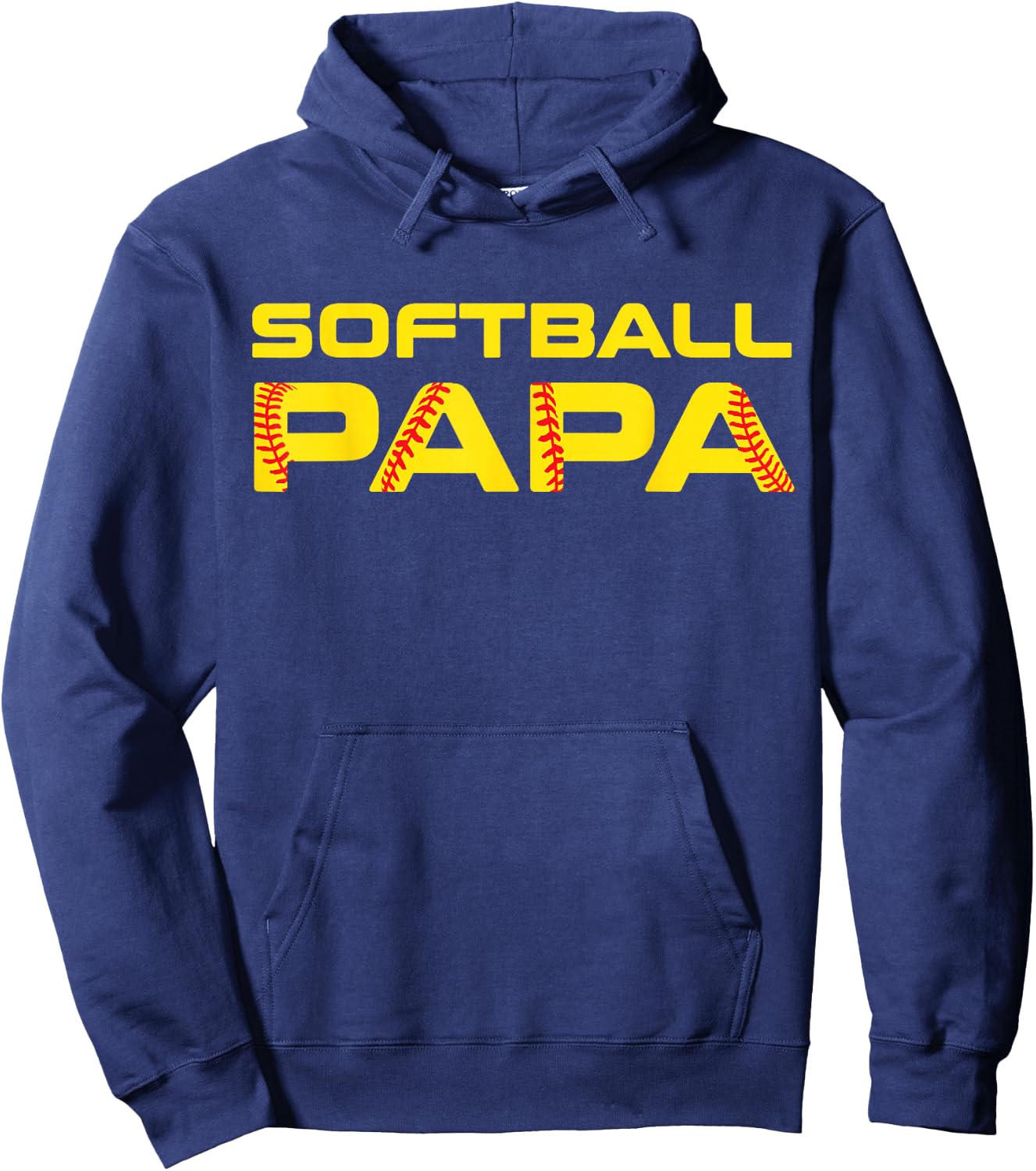 Yellow Print Softball Papa Hoodie - Hoodie | Navy