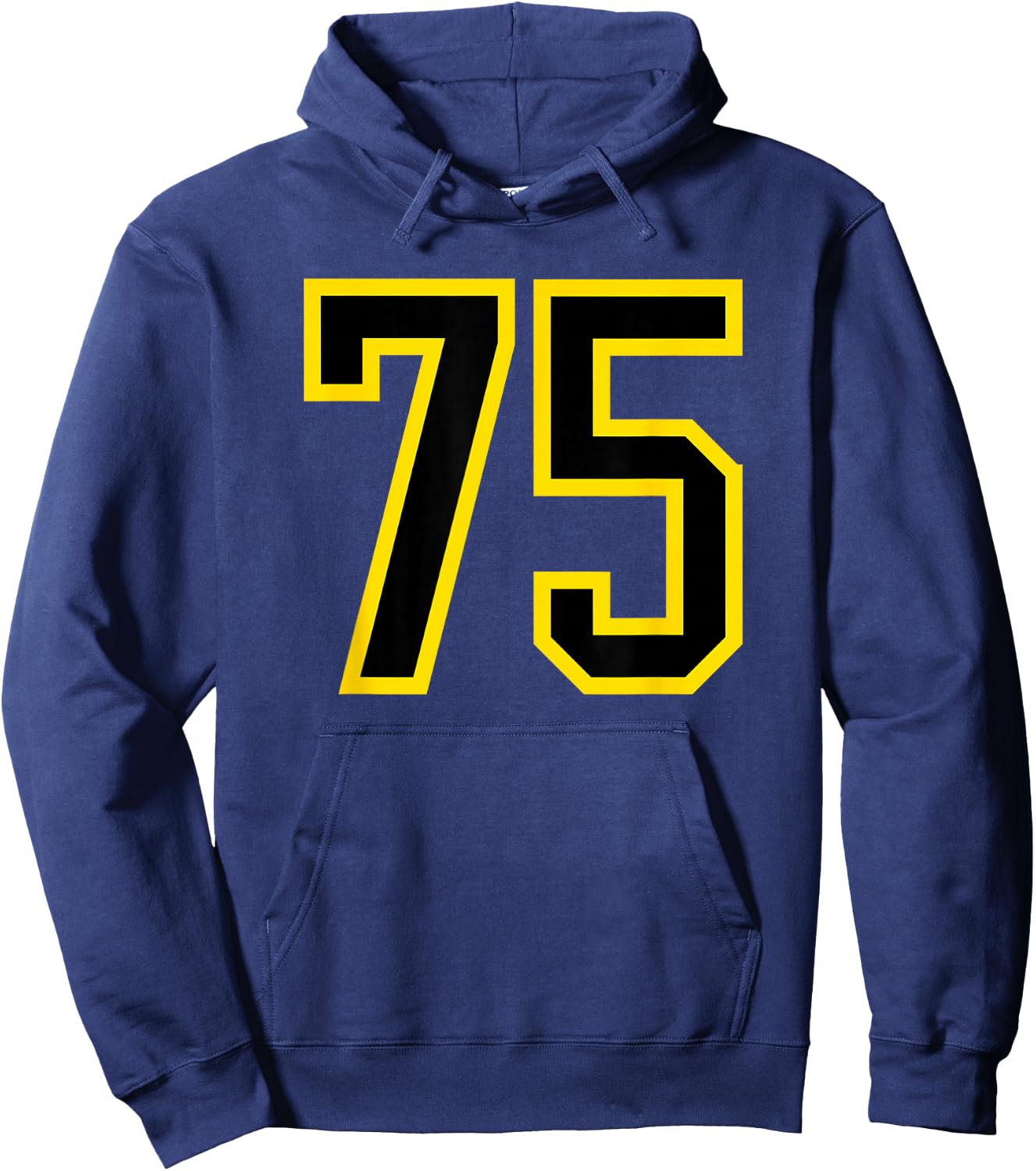 Yellow Black Sports Team Number #75 Hoodie - Hoodie | Navy