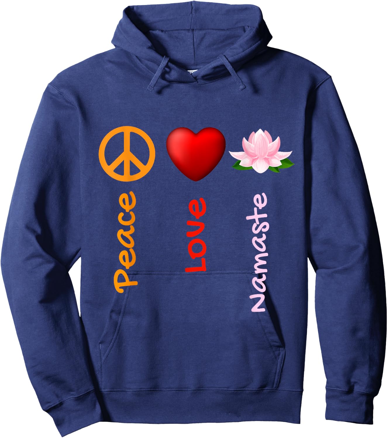 Peace Love Namaste Yoga,Yoga Gift Ideas,Yoga Lotus Flower Hoodie - Hoodie | Navy