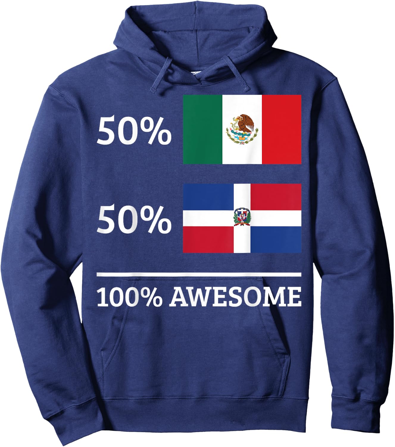 50% Mexican 50% Dominican Republic Mexico Flag Heritage Hoodie - Hoodie | Navy