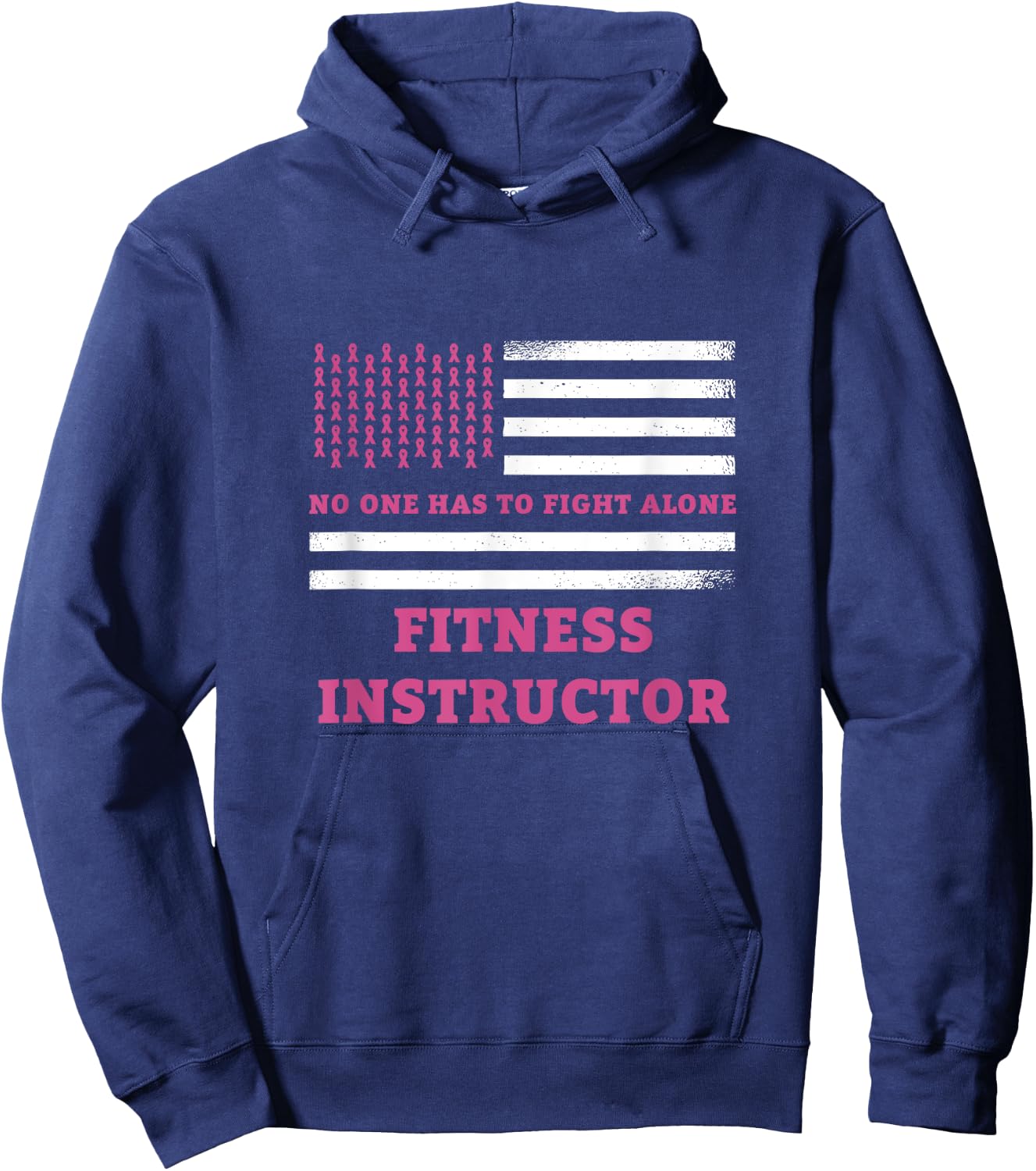 Breast Cancer Awareness Fitness Instructor Pink Ribbon Hoodie - Hoodie | Navy