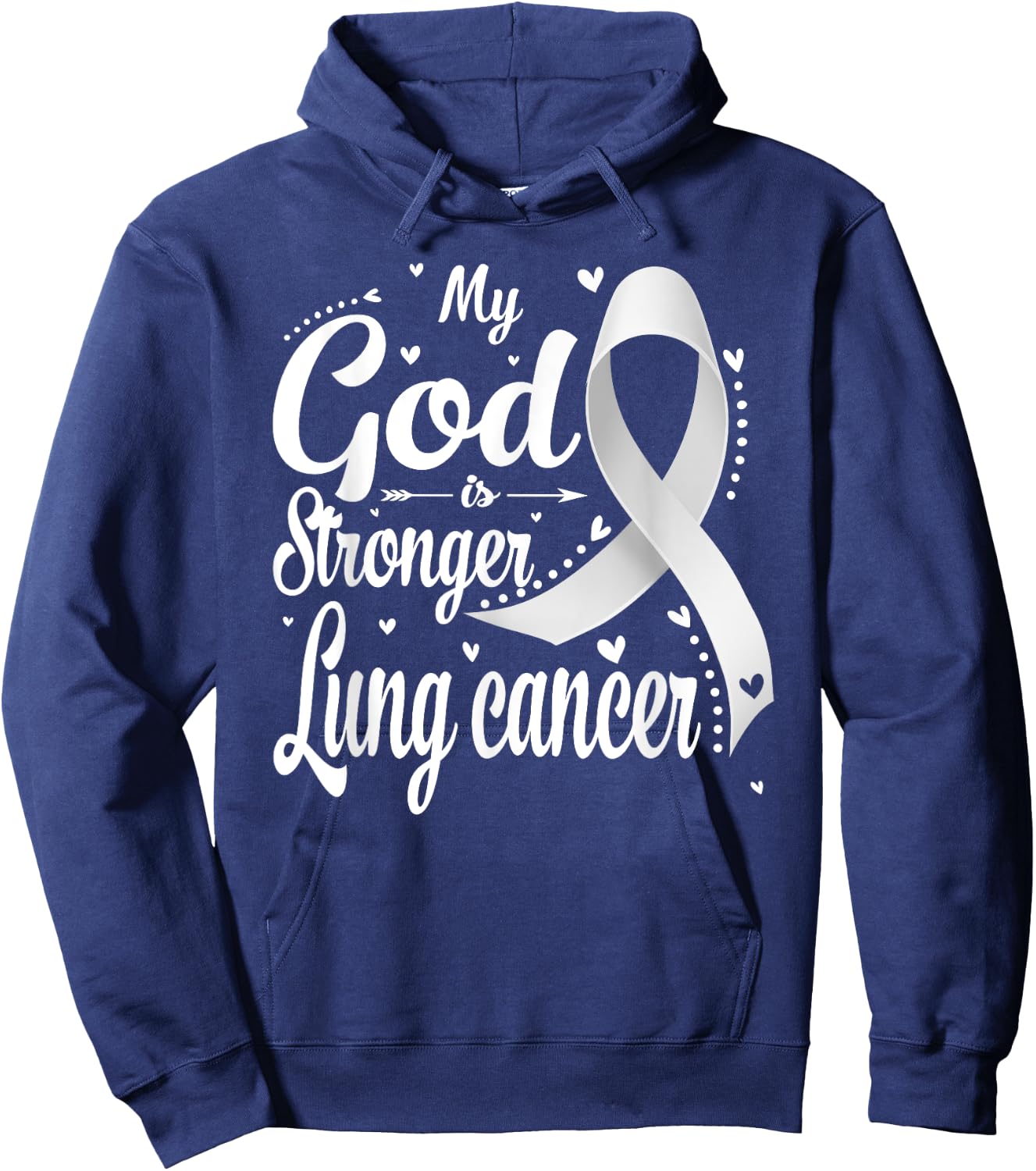 My God is Stronger Than Lung Cancer Awareness Warrior Hoodie - Hoodie | Navy