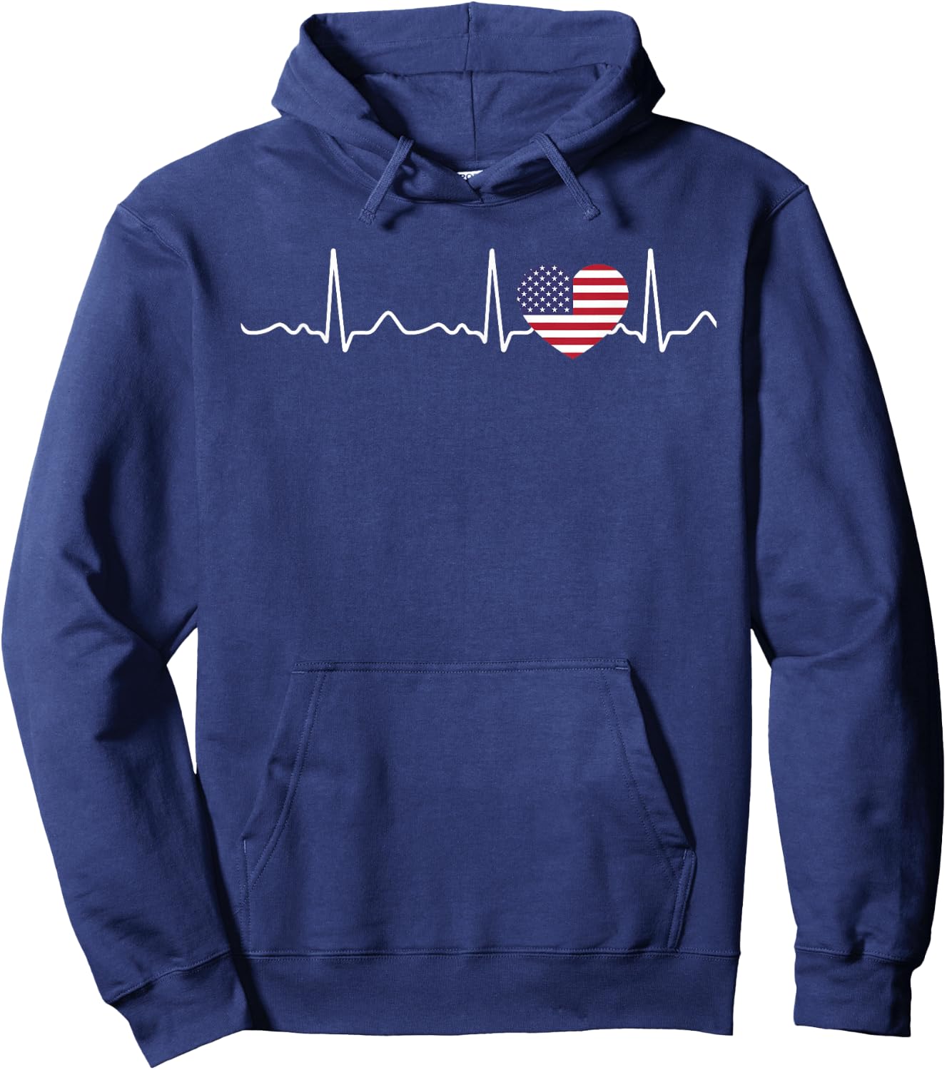 USA - heartbeat, pulse, heart line, ECG Hoodie - Hoodie | Navy