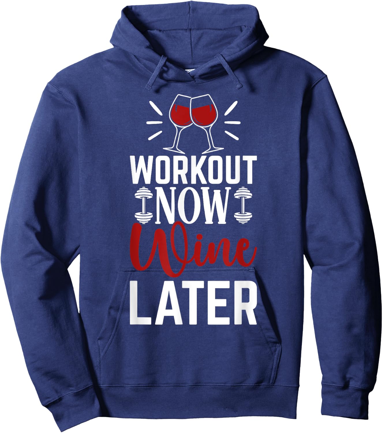 Workout Drink Exercise Fitness Gym Workout Now Wine Later Hoodie - Hoodie | Navy