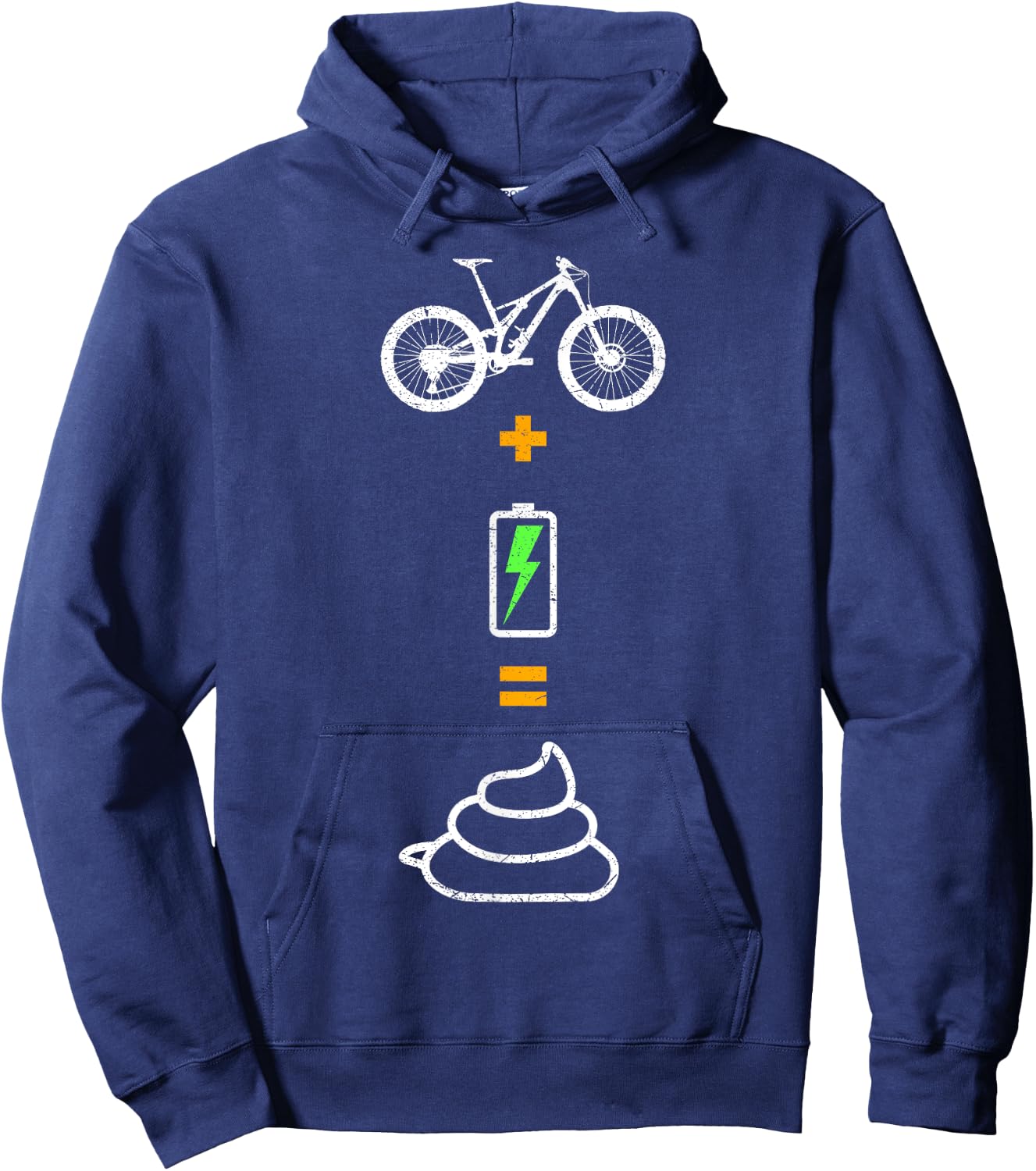 Anti e-bike, no motor, no battery, bicycle plus battery Hoodie - Hoodie | Navy