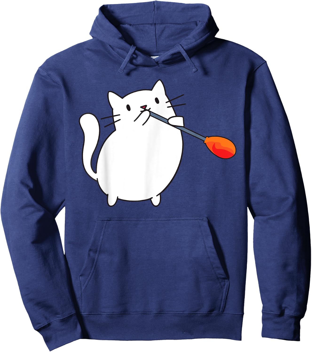 Glassworkers Gift Ideas Glassblowing Lover Cat Cute Funny Glassmith Glassblowing - Black, -Adults & Enthusiasts, , Short Sleeve, , All Seasons, Cartoon Pattern, Cat Theme Hoodie - Hoodie | Navy