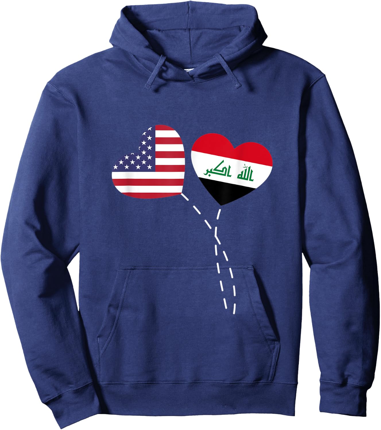 Loving USA Iraq Flag Heart Iraqi Americans Love Hoodie - Hoodie | Navy