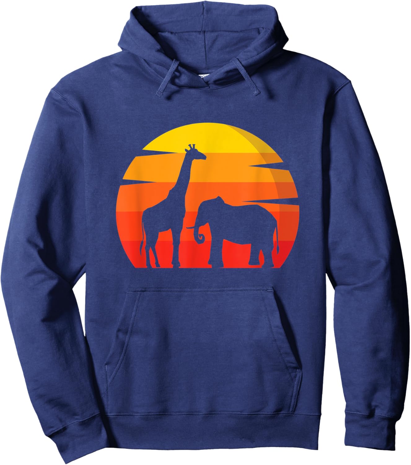 Elephant Giraffe Vintage Animal Lover Zoo Africa Animals Hoodie - Hoodie | Navy