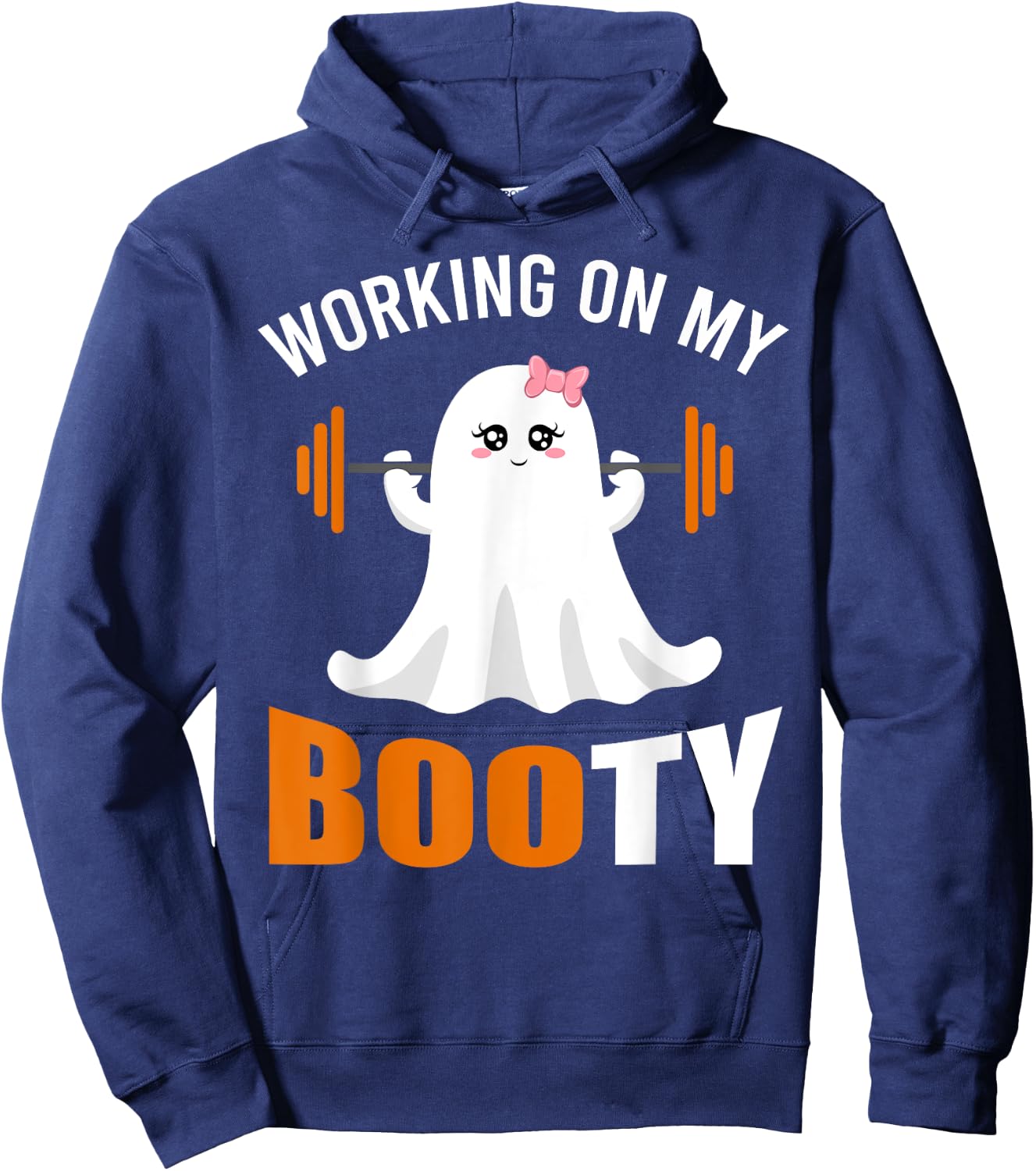 Working On My Booty Ghost Boo Gym Lover Halloween Funny Hoodie - Hoodie | Navy