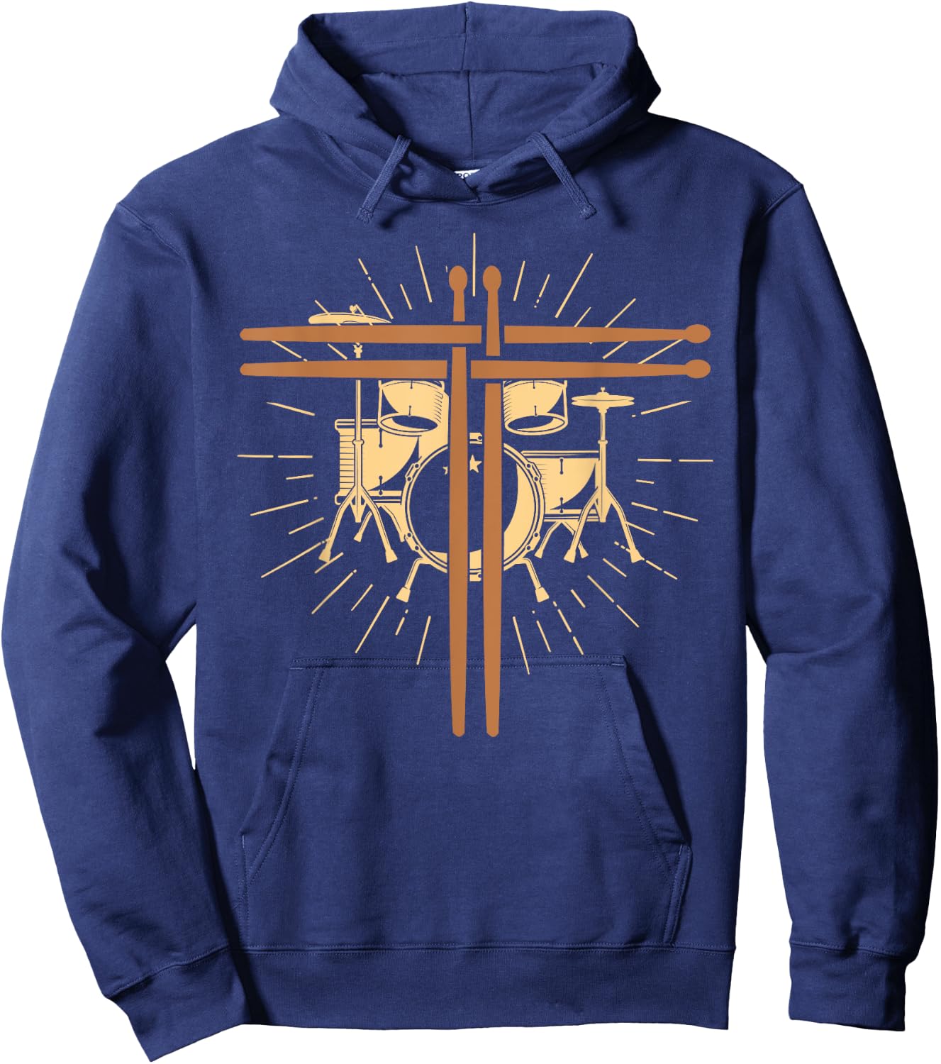 Christian Drummer Drum Sticks Cross Religious Band Drummer Hoodie - Hoodie | Navy