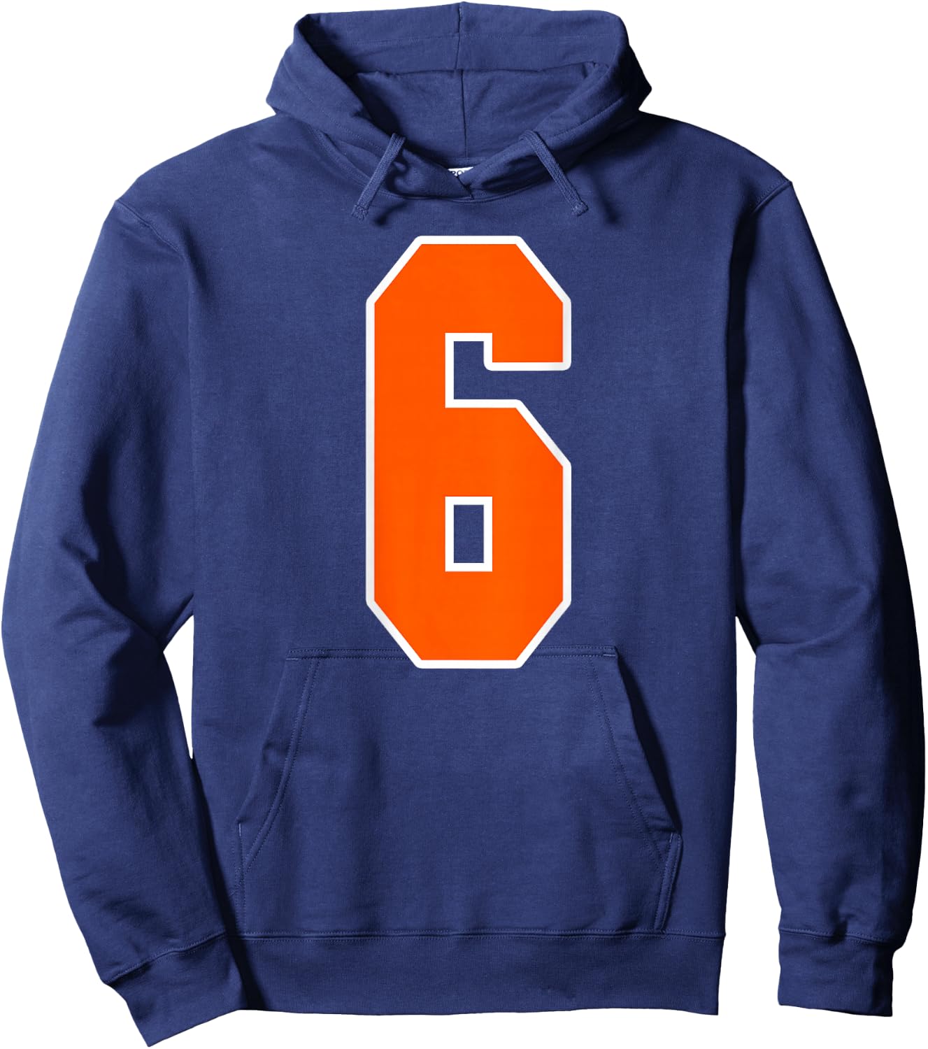 Back Print Orange Sports Block Number 6 For Sports Team Hoodie - Hoodie | Navy