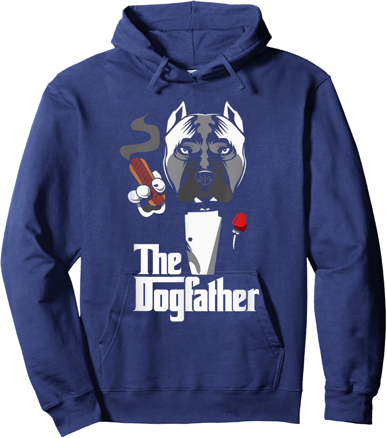 Utopia Sport Dogs Shop The Dogfather Funny , Men's Black Cartoon Dog , Small, Classic Fit, Short Sleeve Hoodie - Hoodie | Navy