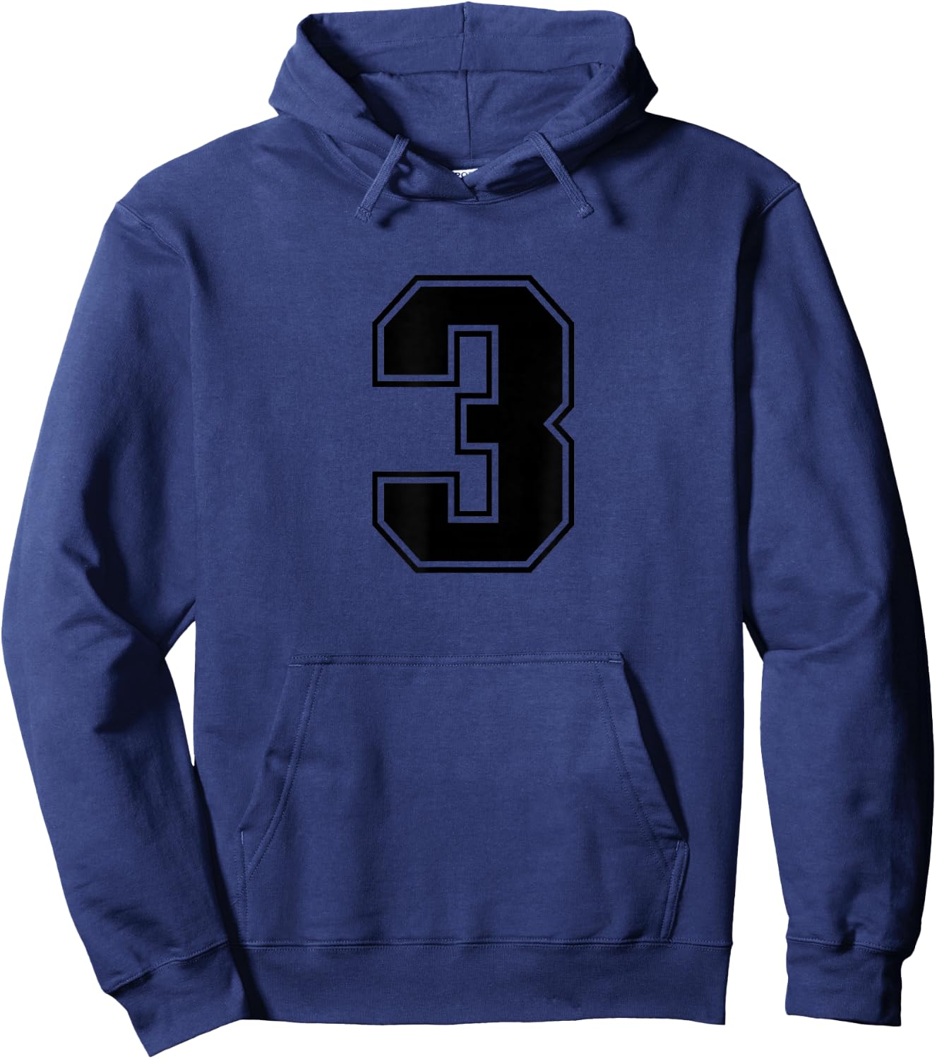 Number #3 Black Sports Number Hoodie - Hoodie | Navy