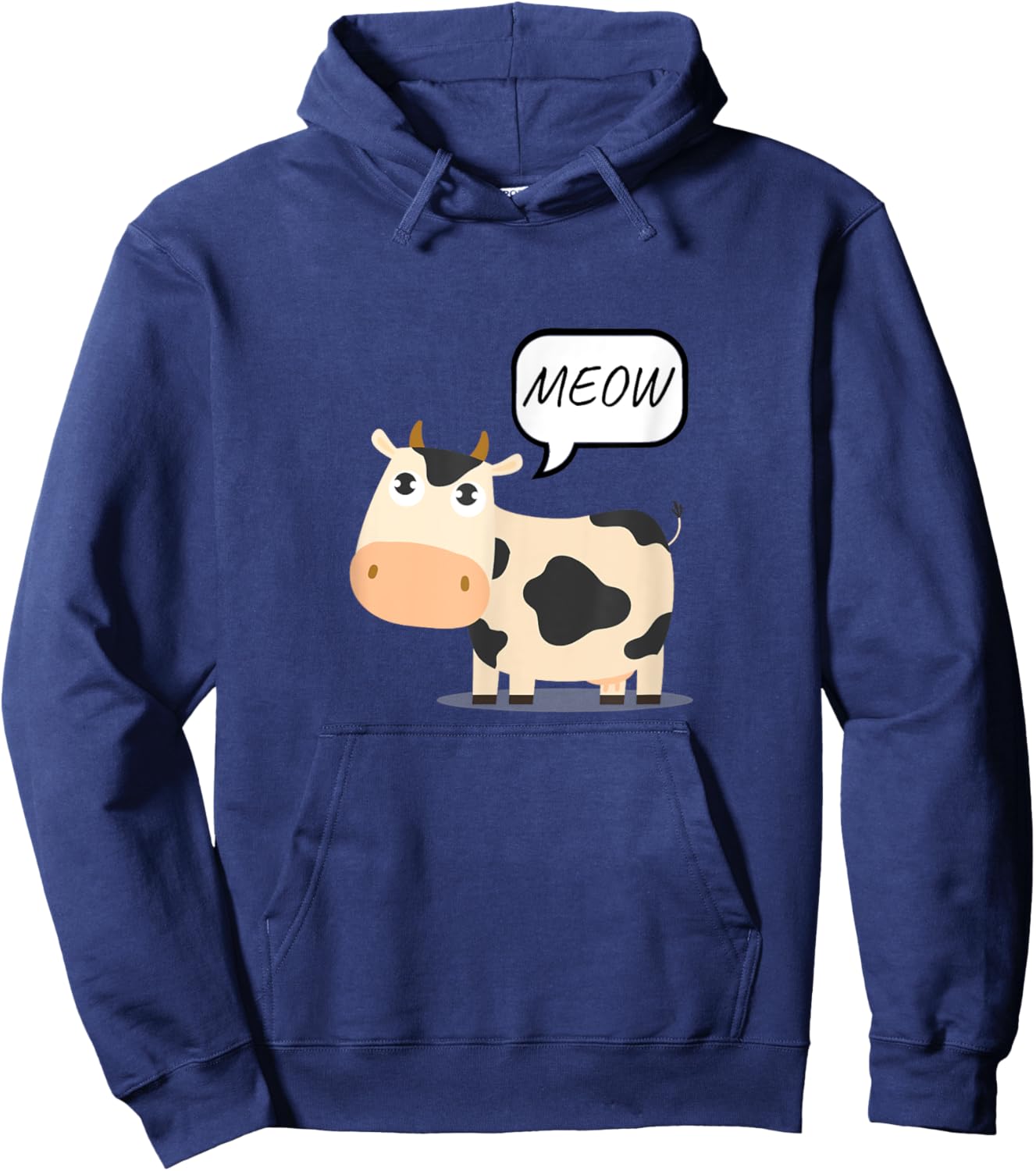 Cow Says Meow Funny Animal Unexpected Twist On Nature Humor Hoodie - Hoodie | Navy