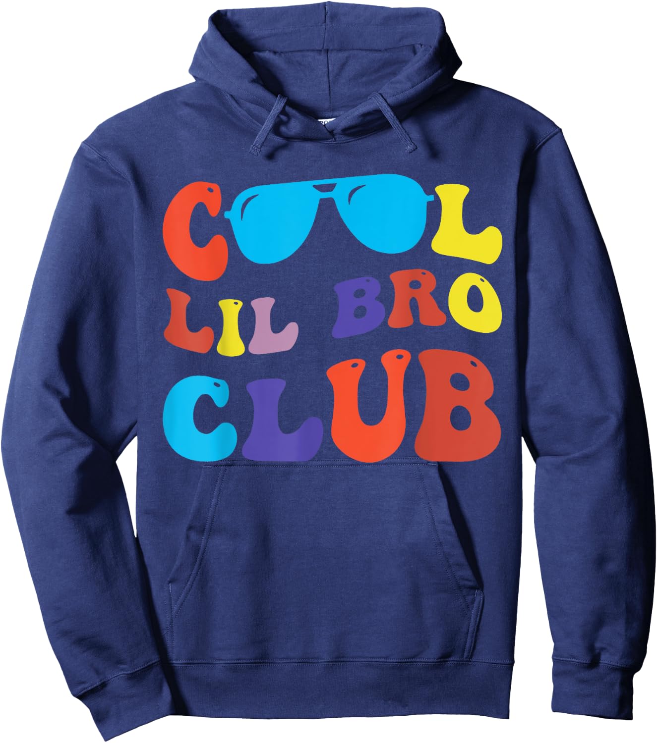 Groovy Retro Cool Lil Bro Club Funny Smile Happy Face Hoodie - Hoodie | Navy