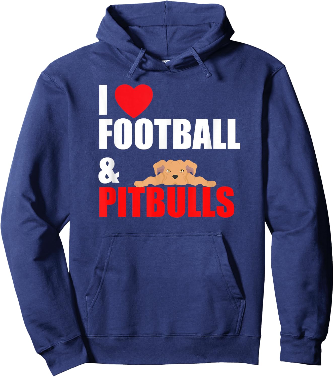 I Love Football & Pitbull's Hoodie - Hoodie | Navy