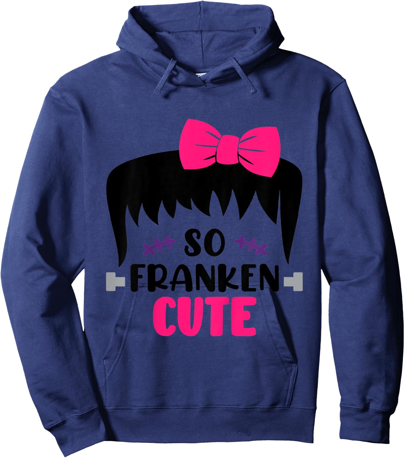 Kids So Franken Cute Toddler Girl Halloween Costume Scary Funny Hoodie - Hoodie | Navy